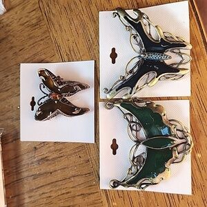 Bundle lot 3 butterfly brooch scarf pin costume fashion jewelry insect  enamel
